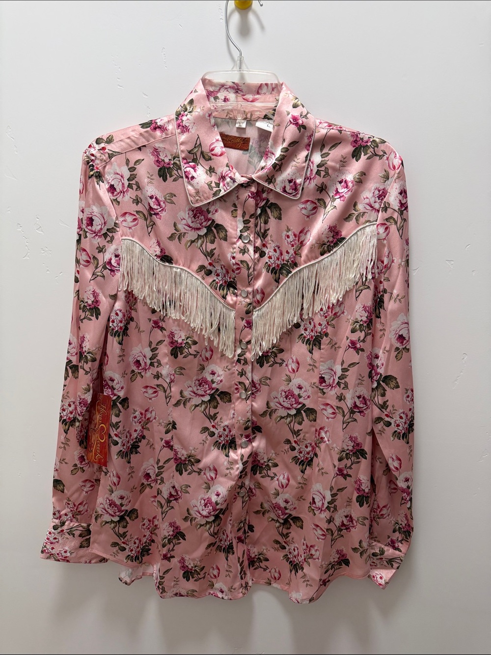 Scully Pink Floral Fringe Western Blouse